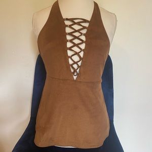 SUEDE STRAPPY DETAIL TOP